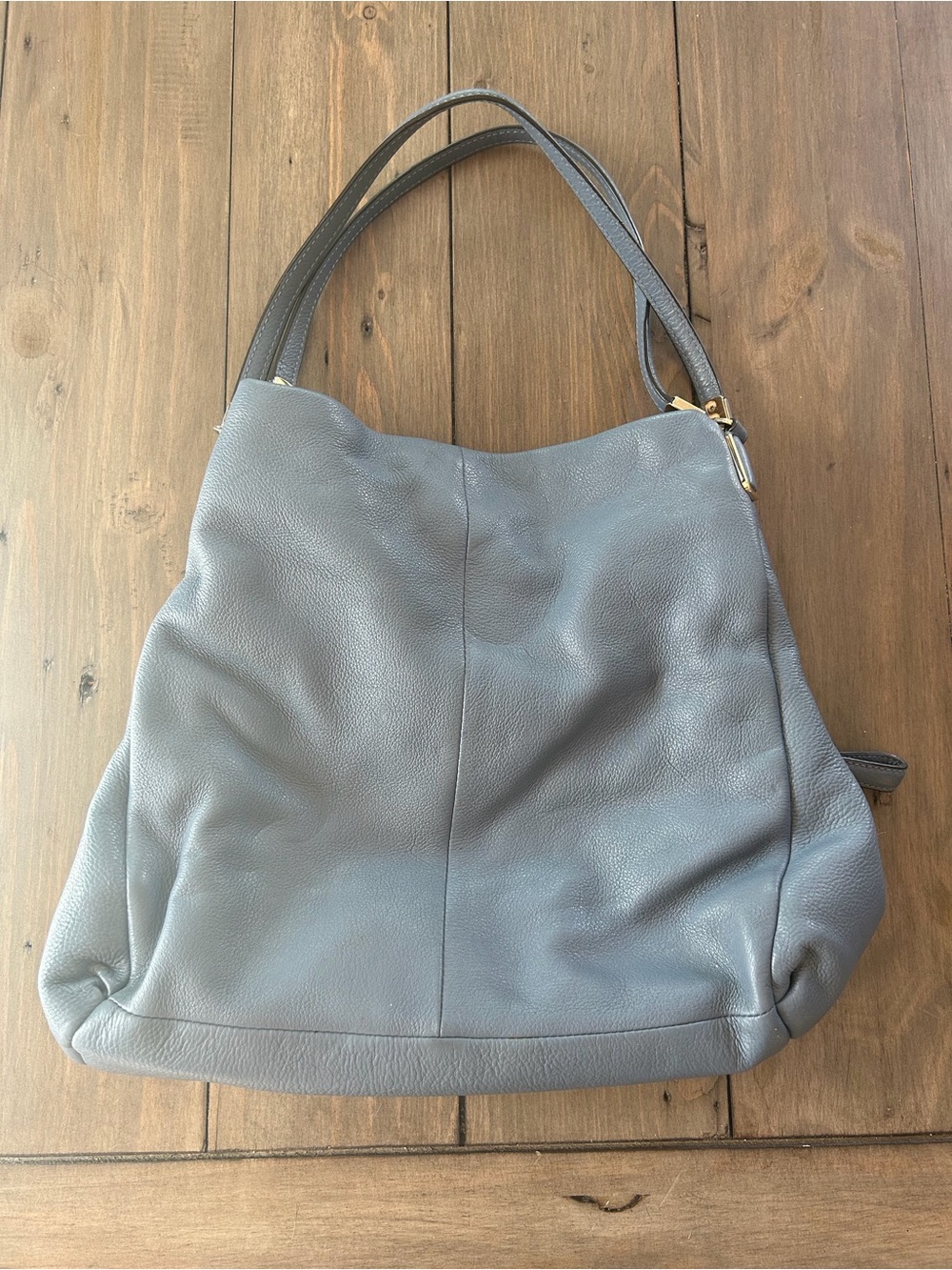 Coach Large Pebbled Leather Shoulder Bag in Slate Blue